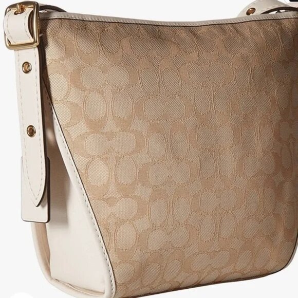 Nwot Coach Dufflette Signature Light Khaki Crossbody Bag Purse - Picture 2 of 12